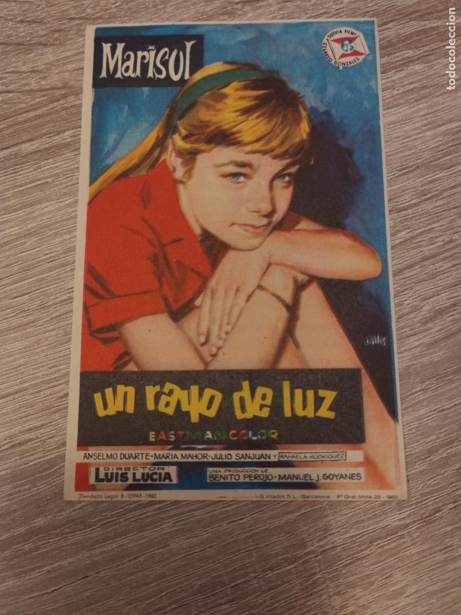 Flyers Publicitaires de Films Anciens: SEV. PROGRAMA DE CINE. UN RAYO DE SOL. CON MARISOL. CINE GOYA. ZARAGOZA.