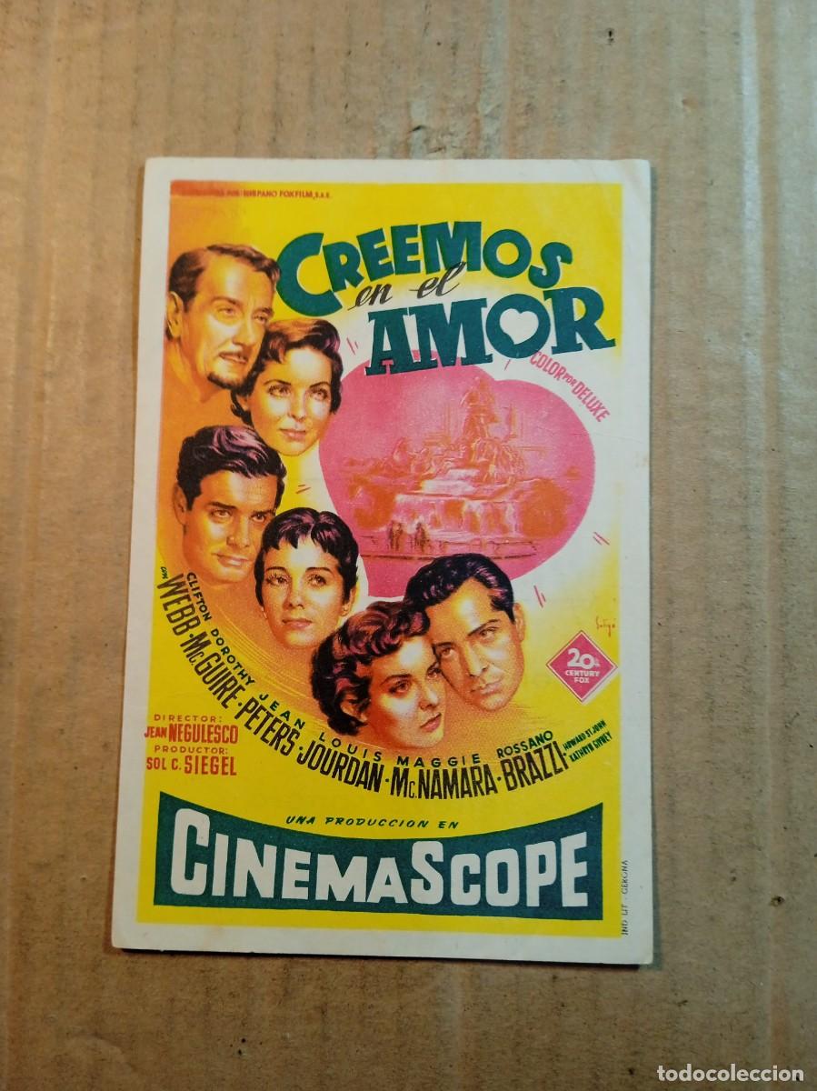 Cine: FOLLETO DE MANO CON PUBLICIDAD CREEMOS EN EL AMOR