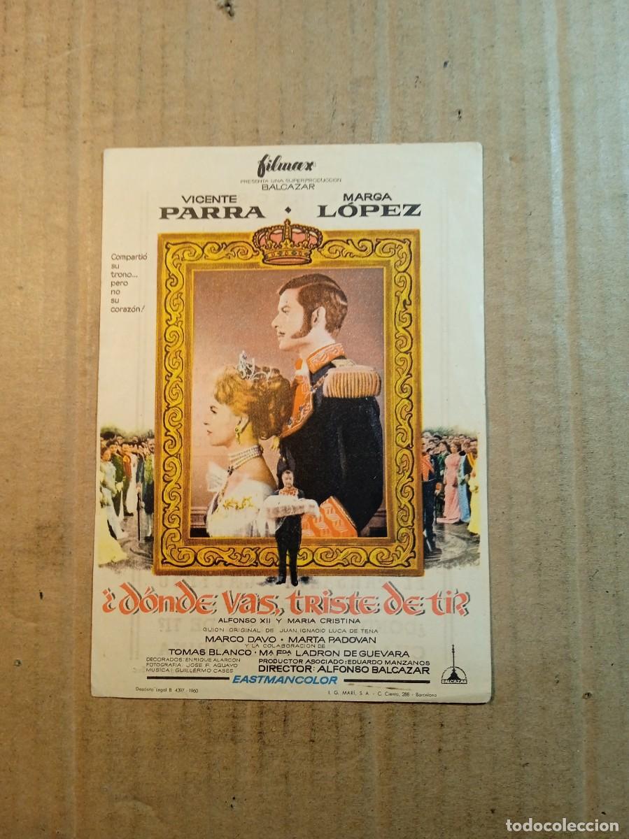 Cinema: FOLLETO DE MANO CON PUBLICIDAD &iquest;DONDE VAS TRISTE DE TI?