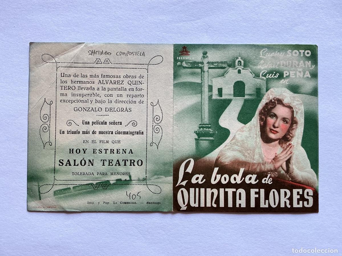 Folhetos de m&atilde;o de filmes antigos de cinema: PROGRAMA DOBLE CIFESA LA BODA DE QUINITA FLORES CINE SAL&Oacute;N TEATRO SANTIAGO DE COMPOSTELA CORU&Ntilde;A