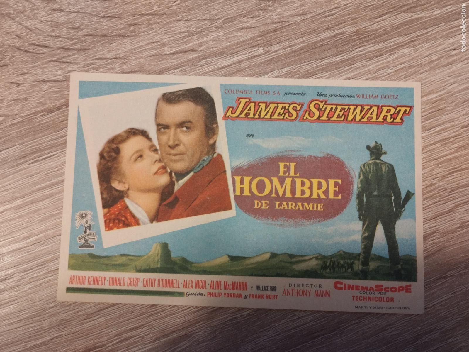 Foglietti di film di film antichi di cinema: SEV. PROGRAMA DE CINE. EL HOMBRE DE LARAMIE. CON JAMES STEWART. CINE COLISEO. ZARAGOZA.