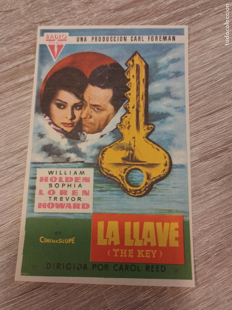 Kino: SEV. PROGRAMA DE CINE. LA LLAVE. SOFIA LOREN, WILLIAM HOLDEN Y TREVORD HOWARD. CINE COSO. ZARAGOZA.
