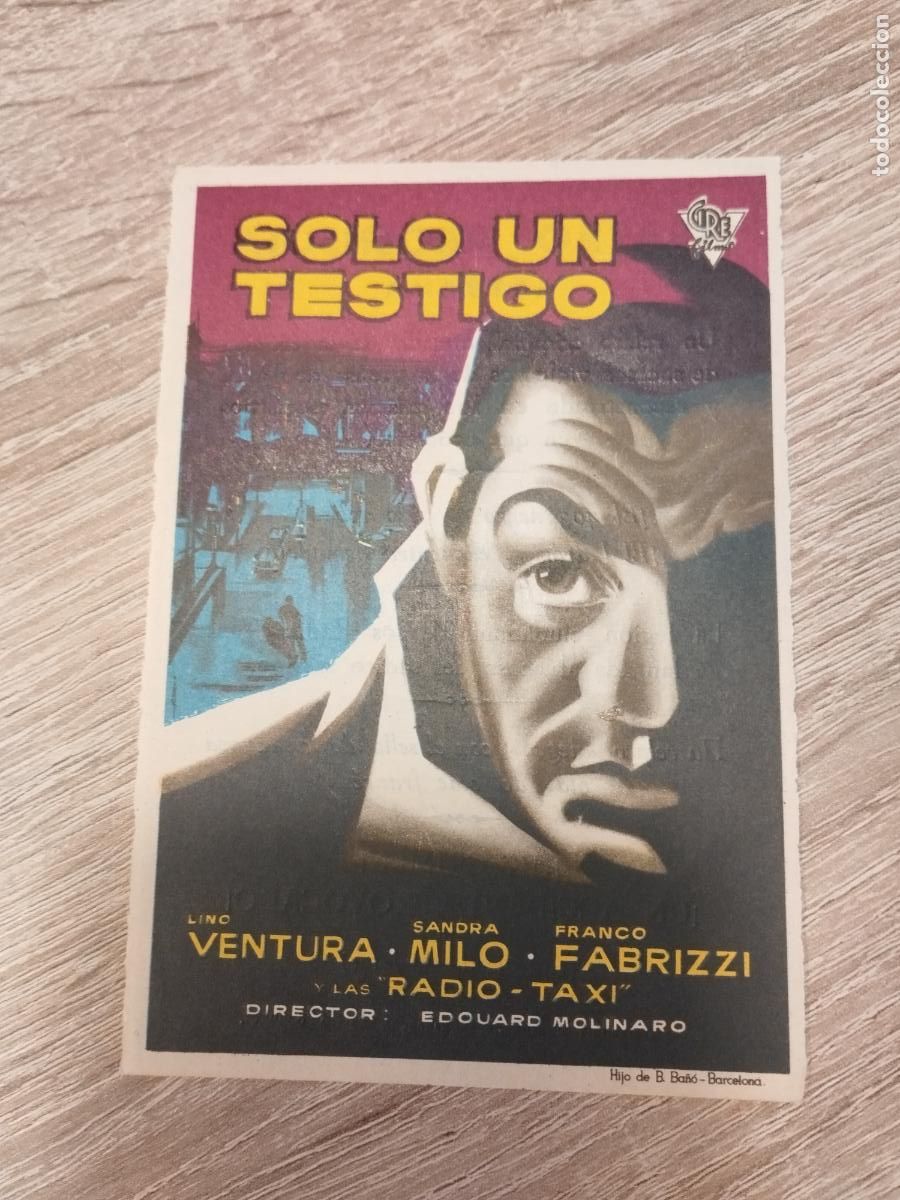 Cine: SEV. PROGRAMA DE CINE. SOLO UN TESTIGO. CON LINO VENTURA. TEATRO ARGENSOLA. ZARAGOZA.