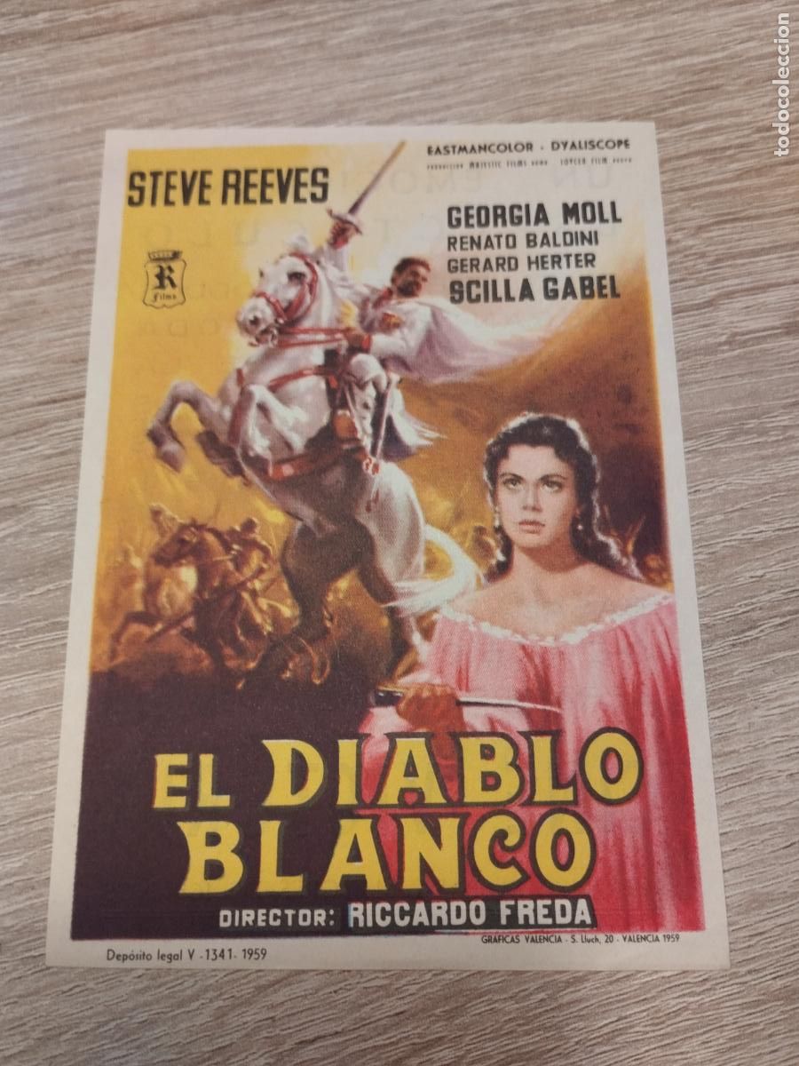 Foglietti di film di film antichi di cinema: SEV. PROGRAMA DE CINE. EL DIABLO BLANCO. CINE VICTORIA. ZARAGOZA.