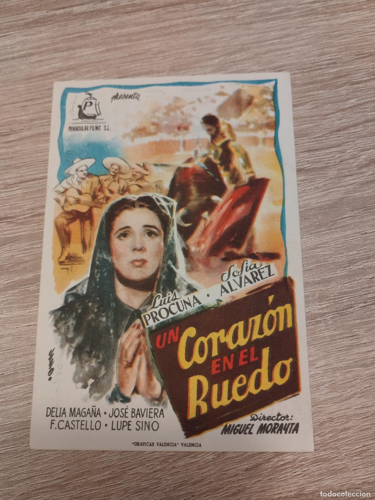 Foglietti di film di film antichi di cinema: SEV. PROGRAMA DE CINE. UN CORAZON EN EL RUEDO. CINE MARIN. TERUEL.