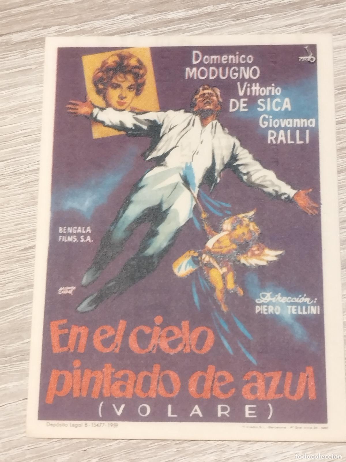 Foglietti di film di film antichi di cinema: SEV. PROGRAMA DE CINE. EL CIELO PINTADO DE AZUL. CON VITTORIO DE SICA. CINE MARIN. TERUEL.