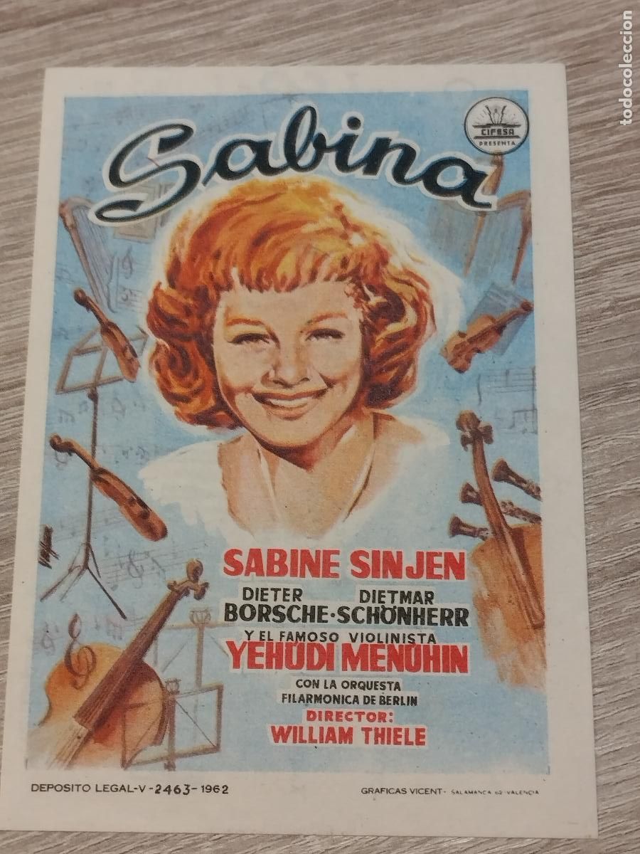Folhetos de m&atilde;o de filmes antigos de cinema: SEV. PROGRAMA DE CINE. SABINA. CON YEHUDI MENUHIN. CINE MARIN. TERUEL.