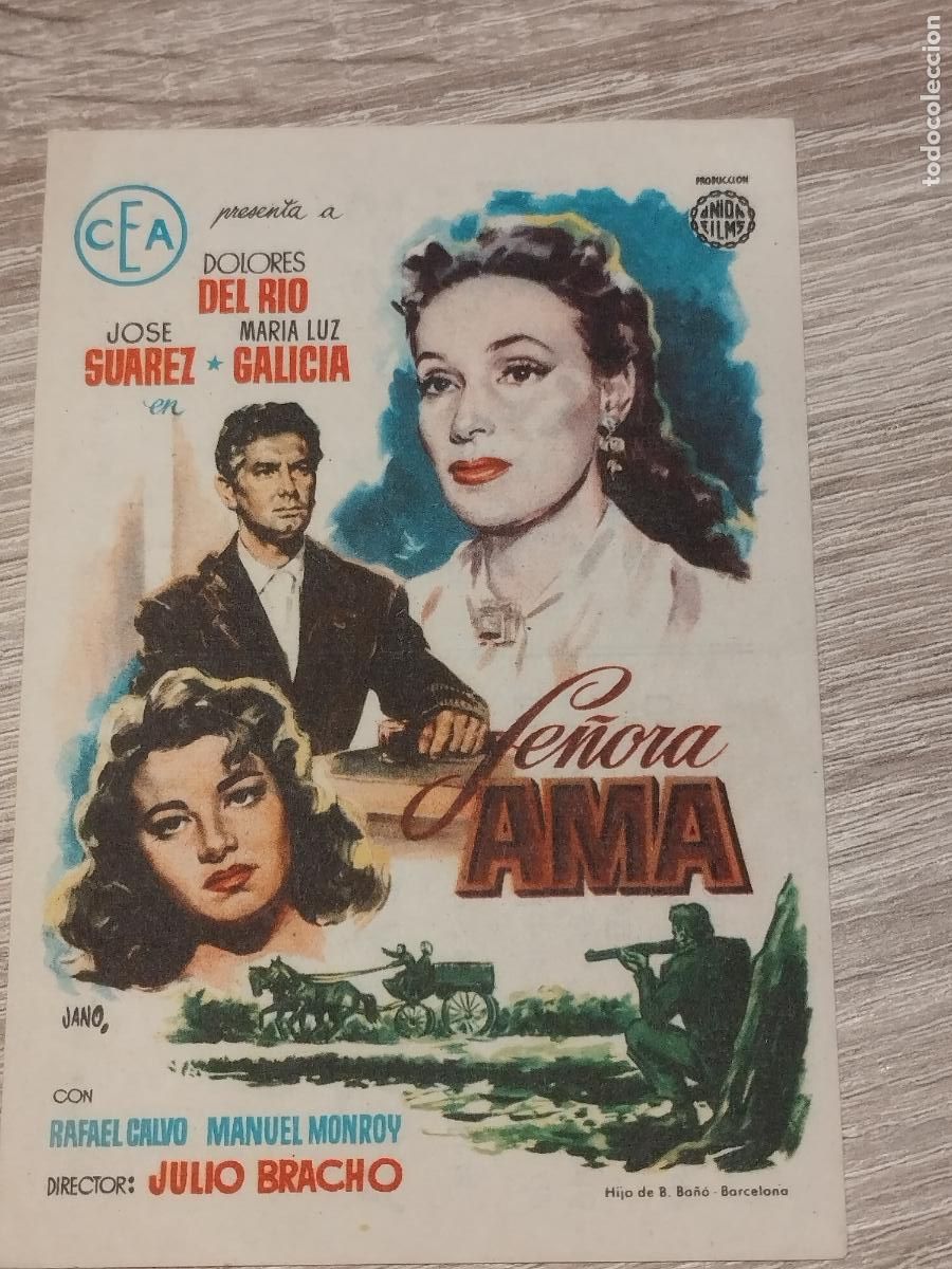 Foglietti di film di film antichi di cinema: SEV. PROGRAMA DE CINE. SE&Ntilde;ORA AMA. CON DOLORES DEL RIO. CINE MARIN. TERUEL.