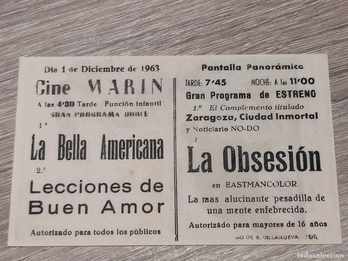 Cine: PROGRAMA DE CINE. LA OBSESION. CON RAY MILLAND. CINE MARIN. TERUEL. - Foto 2