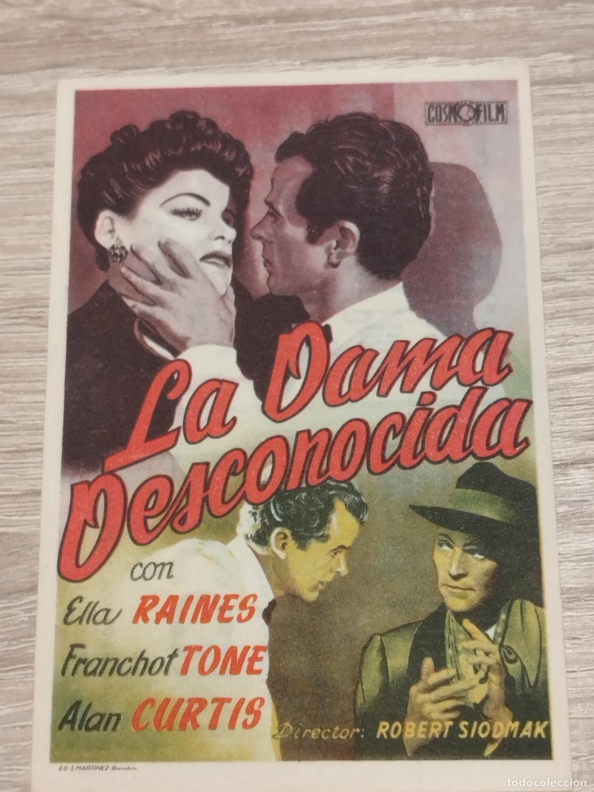 Flyers Publicitaires de Films Anciens: SEV. PROGRAMA DE CINE. LA DAMA DESCONOCIDA. CINE MARIN. TERUEL.