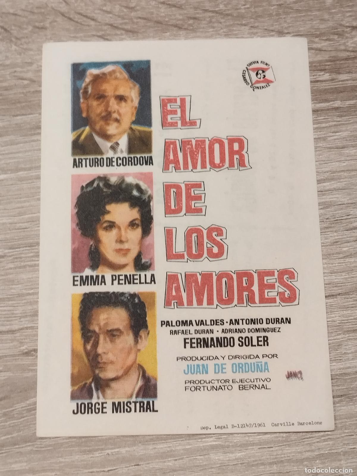 Foglietti di film di film antichi di cinema: SEV. PROGRAMA DE CINE. EL AMOR DE LOS AMORES. CINE MARIN. TERUEL.