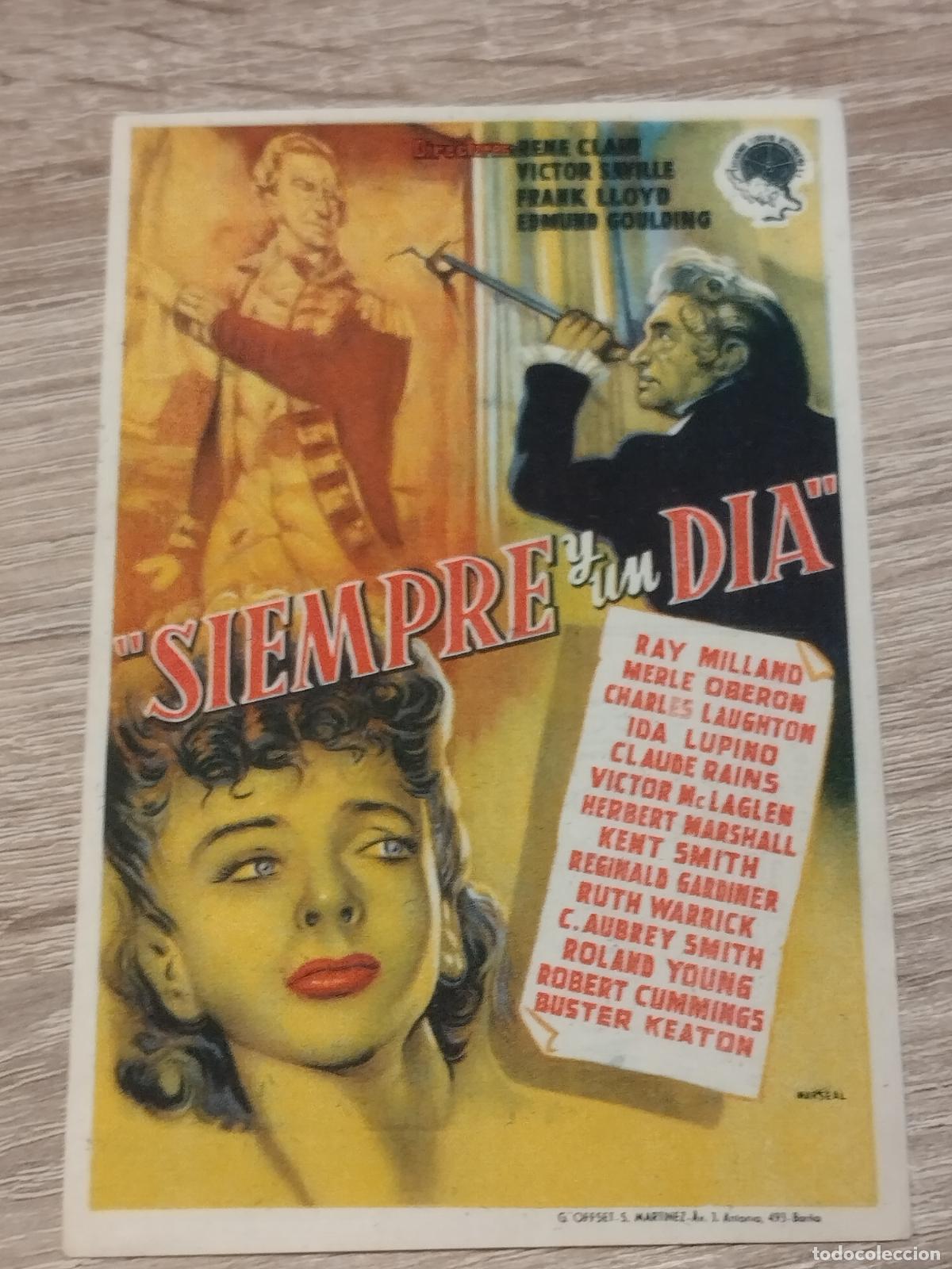 Foglietti di film di film antichi di cinema: SEV. PROGRAMA DE CINE. SIEMPRE Y UN DIA. CINE MARIN. TERUEL.