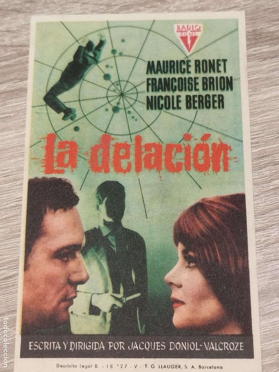 Folhetos de m&atilde;o de filmes antigos de cinema: SEV. PROGRAMA DE CINE. LA DELACION. CINE MARIN. TERUEL.