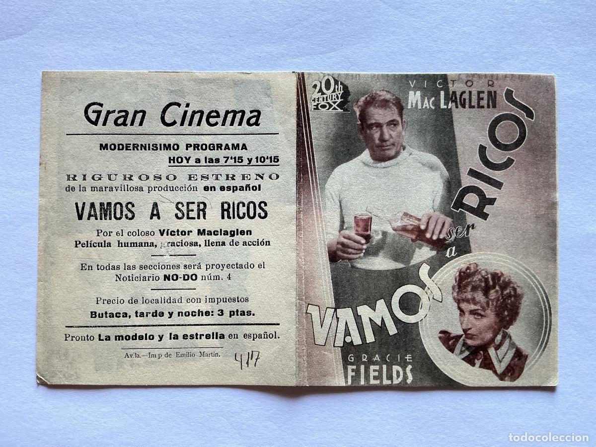 Kino: PROGRAMA DOBLE FOX VAMOS A SER RICOS GRACIE FIELDS CINE GRAN CINEMA AVILA
