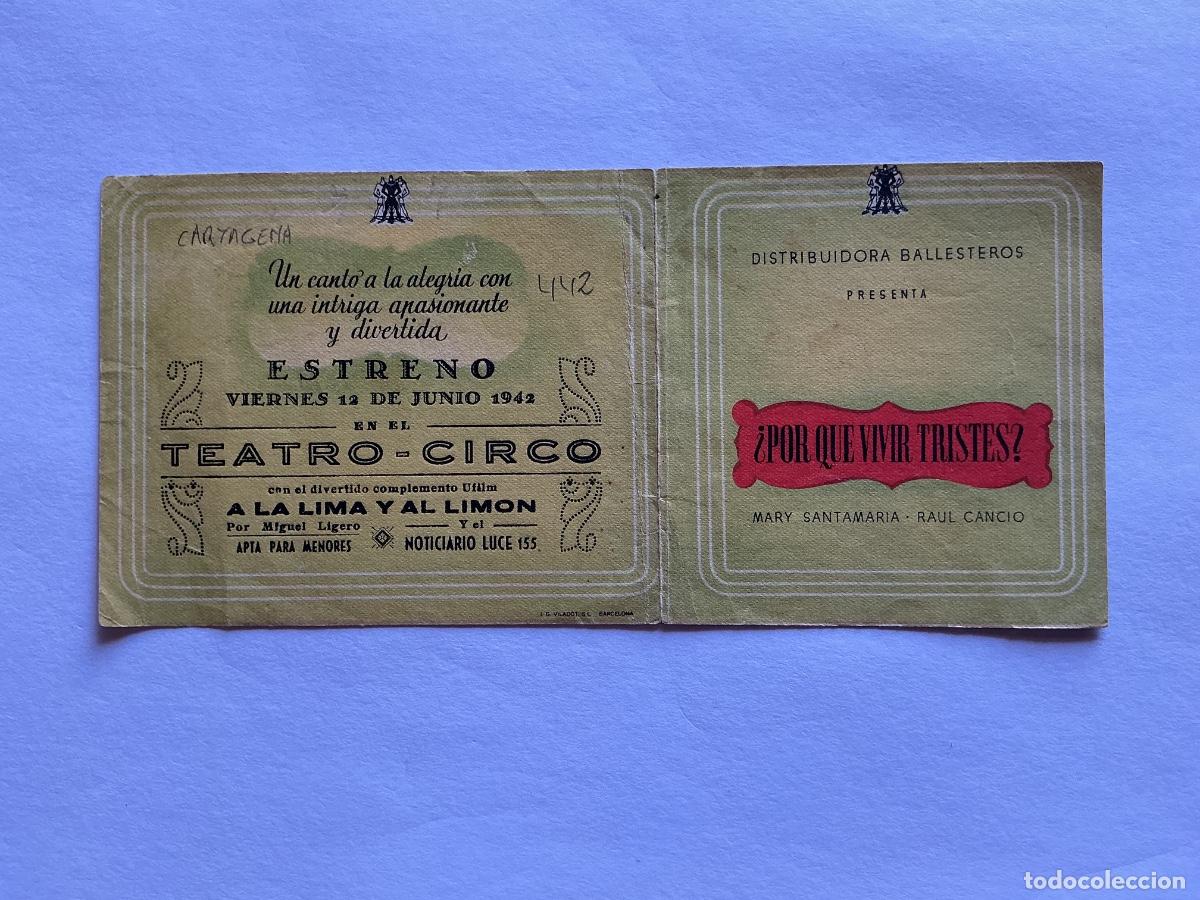  Flyers Publicitaires de films Anciens: PROGRAMA DOBLE POR QUE VIVIR TRISTES IRENE CABA CINE TEATRO CIRCO CARTAGENA MURCIA