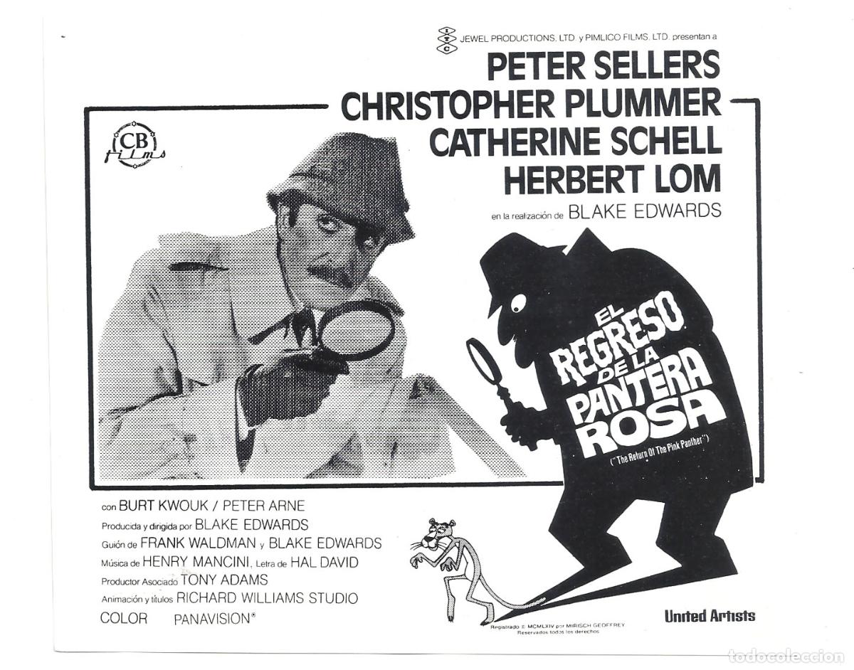 Folhetos de m&atilde;o de filmes antigos de cinema: PTCC 845 EL REGRESO DE LA PANTERA ROSA PETER SELLERS BLAKE EDWARDS PROGRAMA CLICHE CB
