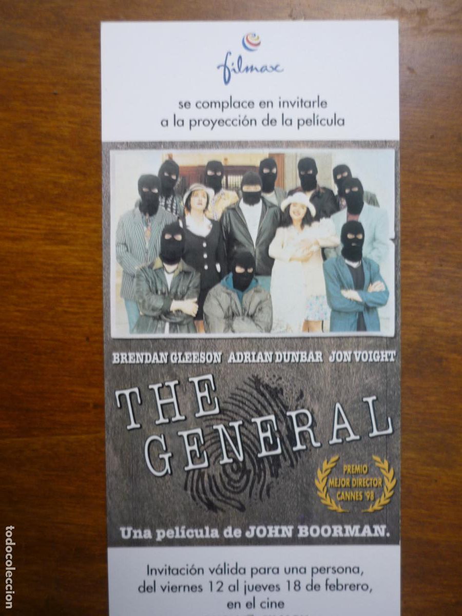 Cine: the general - folleto mano invitacion preestreno - john boorman jon voight