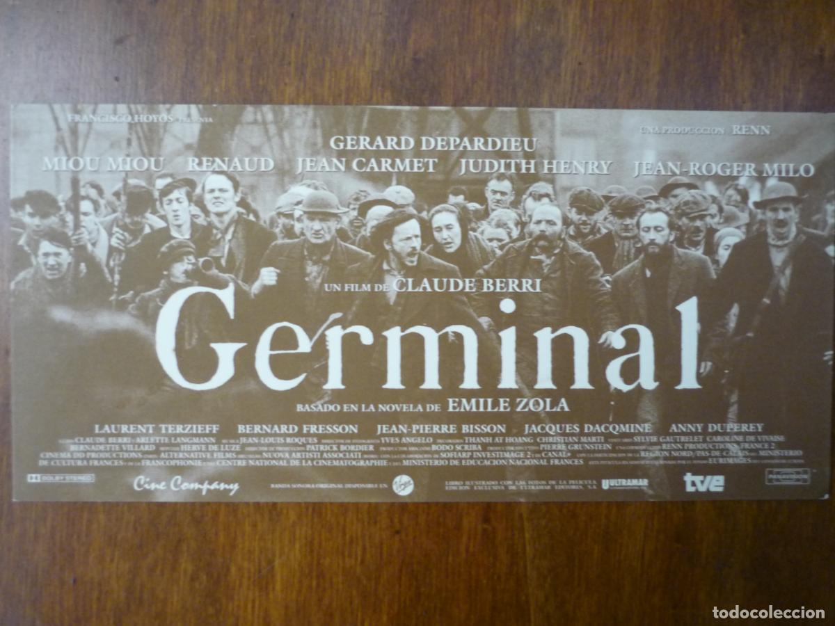Cine: germinal - folleto mano invitacion preestreno - gerard depardieu emile zola claude berri