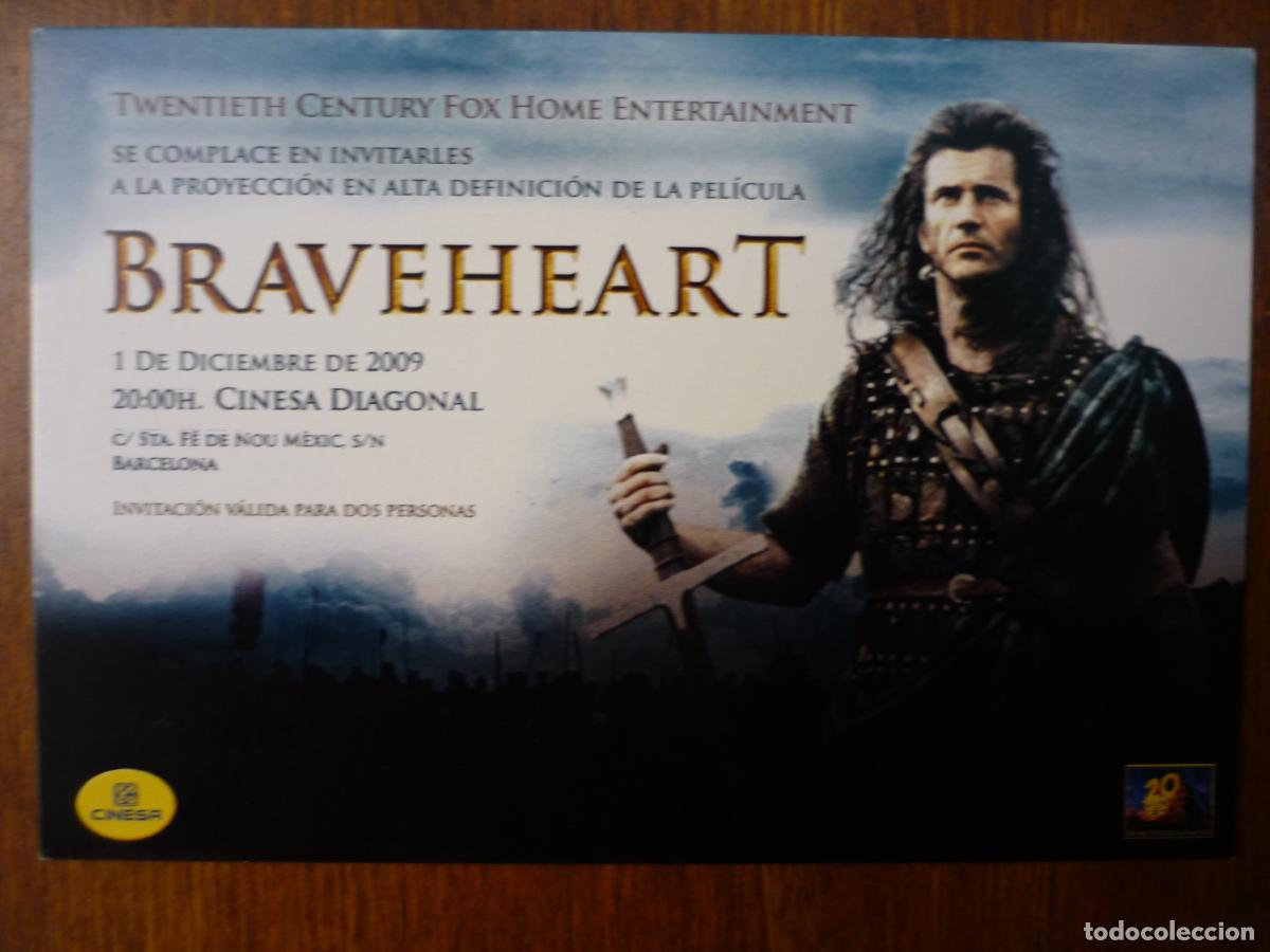 Cine: braveheart - folleto mano invitacion preestreno - mel gibson