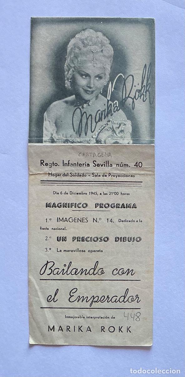 Kino: PROGRAMA DOBLE BAILANDO CON EL EMPERADOR MARIKA ROKK CINE HOGAR DEL SOLDADO CARTAGENA MURCIA