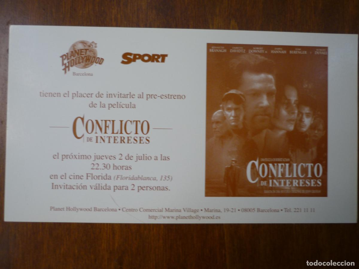 Cine: conflicto de intereses - folleto mano invitacion preestreno - kenneth branagh robert downey jr