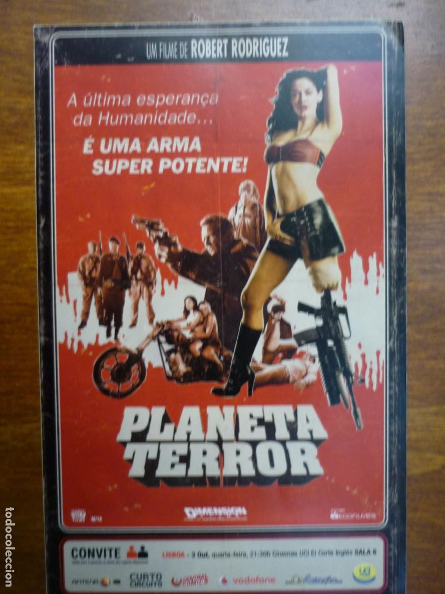 Cine: planet terror - folleto mano invitacion preestreno portugal - robert rodriguez bruce willis