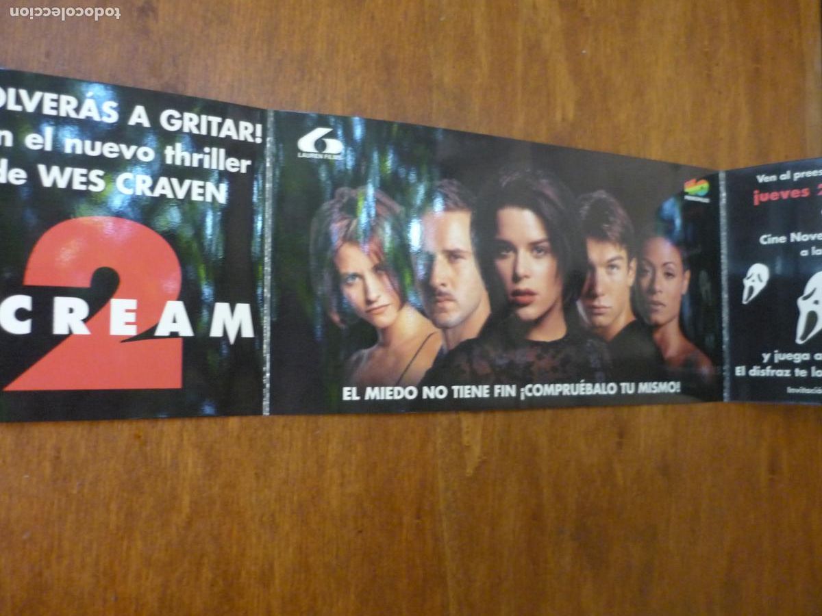 Cine: screem 3 - folleto mano invitacion preestreno - wes craven neve campbell