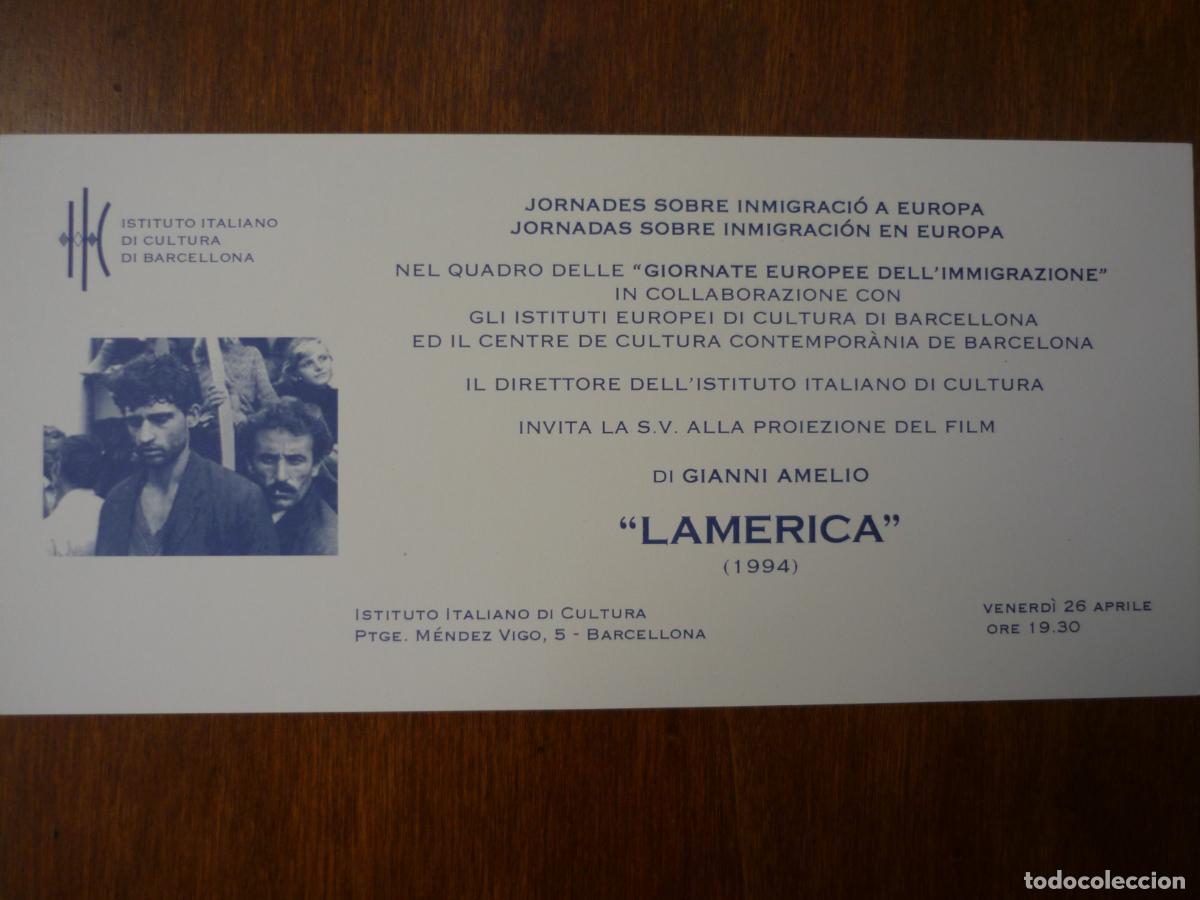 Cine: lamerica - folleto mano invitacion preestreno - gianni amelio michele placido