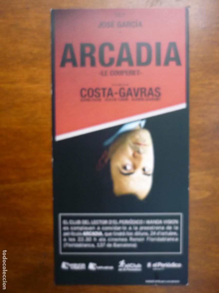 Cine: arcadia - folleto mano invitacion preestreno - costa gavras jose garcia