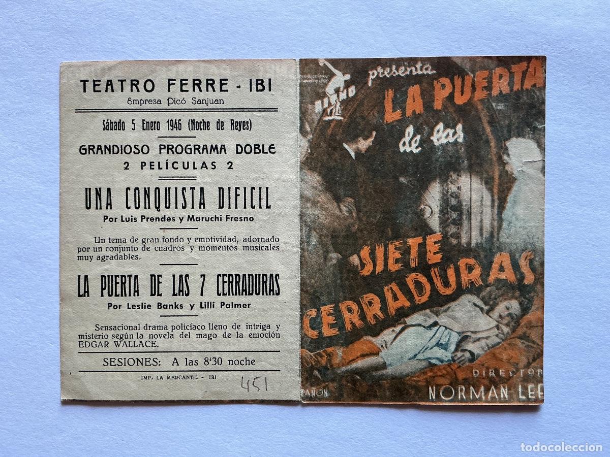 Cine: PROGRAMA DOBLE LA PUERTA DE LAS SIETE CERRADURAS EDGAR WALLACE CINE TEATRO FERR&Eacute; IBI ALICANTE