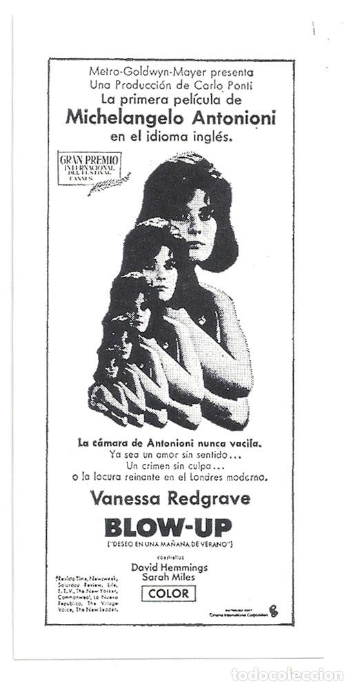 Kino: PTCC 845 BLOW UP PROGRAMA CLICHE CIC MICHELANGELO ANTONIONI VANESSA REDGRAVE
