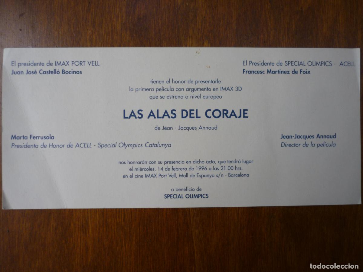 Cine: las alas del coraje - folleto mano invitacion preestreno - jean jacques annaud - imax 3d