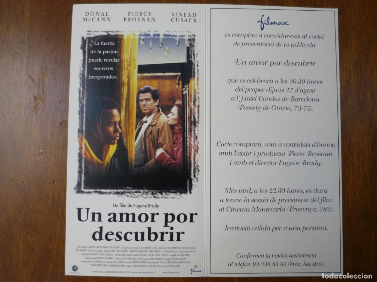Cine: un amor por descubrir - folleto mano invitacion preestreno - pierce brosnan sinead cusack