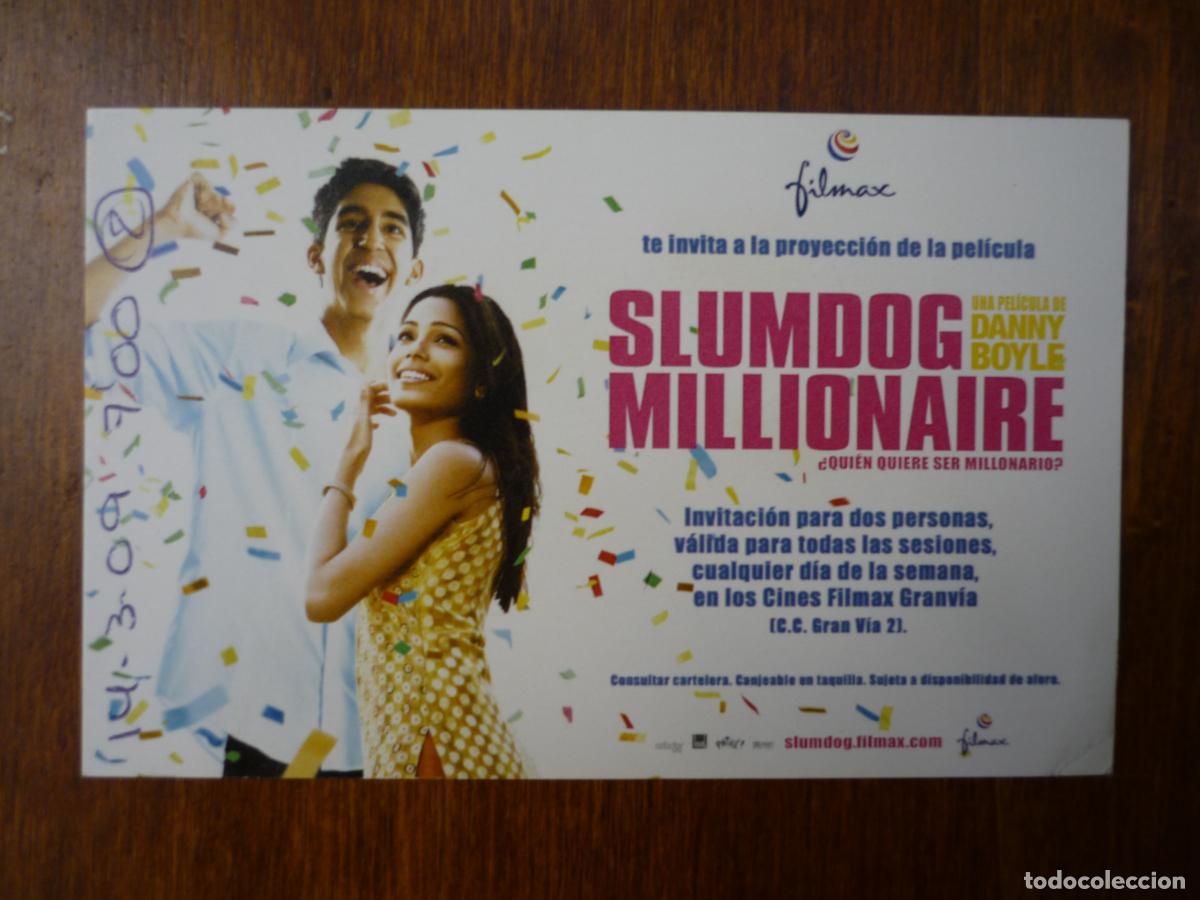 Cine: slumdog millionaire - folleto mano invitacion preestreno - danny boyle freida pinto