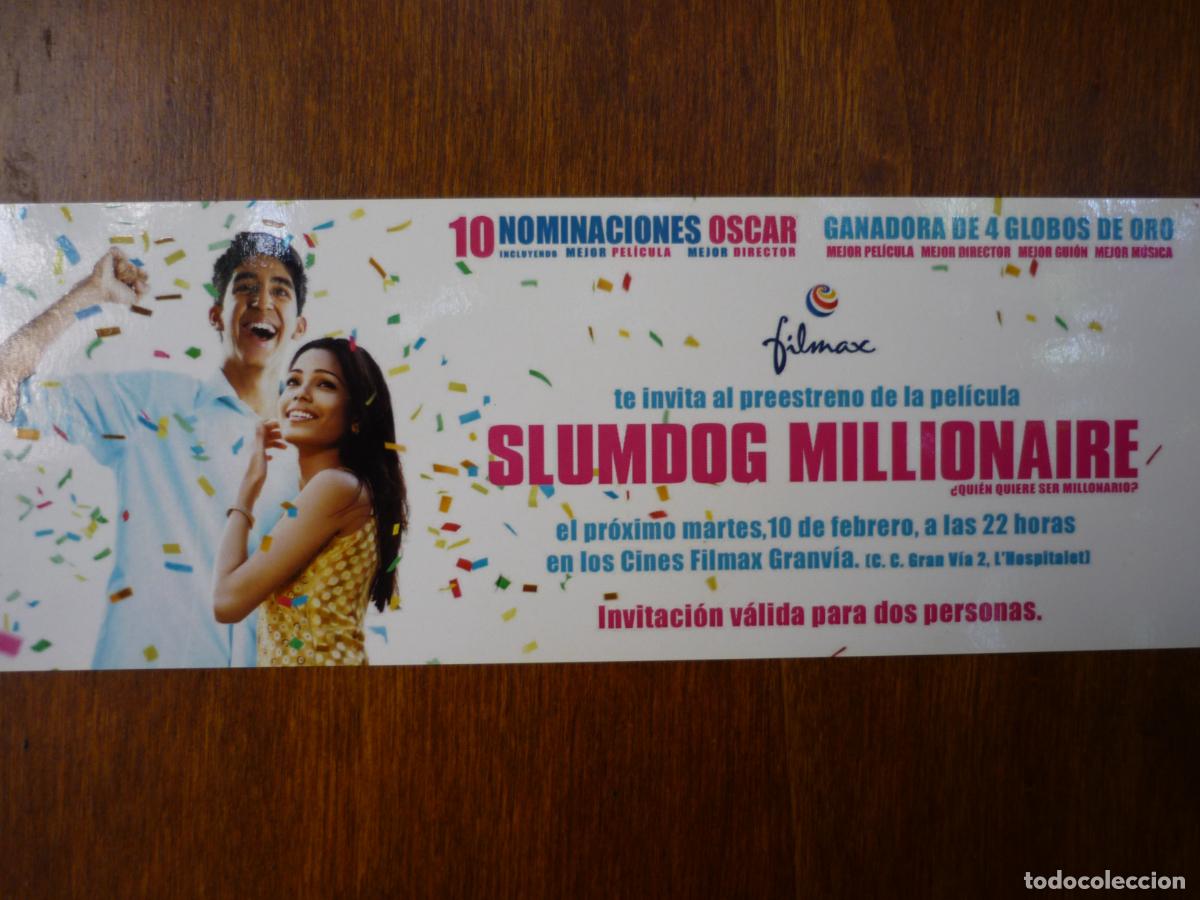Cine: slumdog millionaire - folleto mano invitacion preestreno - danny boyle freida pinto