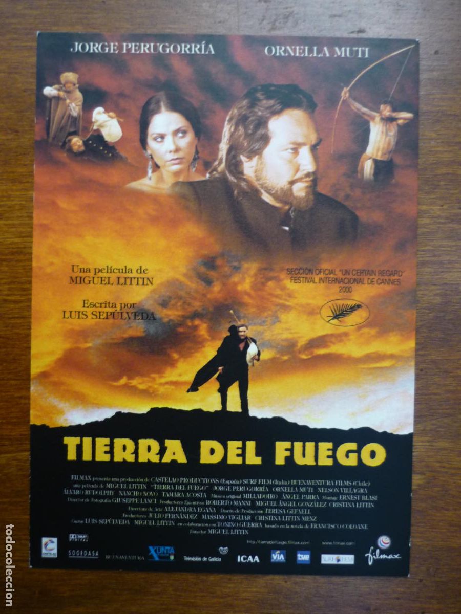 Cine: tierra de fuego - folleto mano invitacion preestreno - ornella muti jorge purugorria