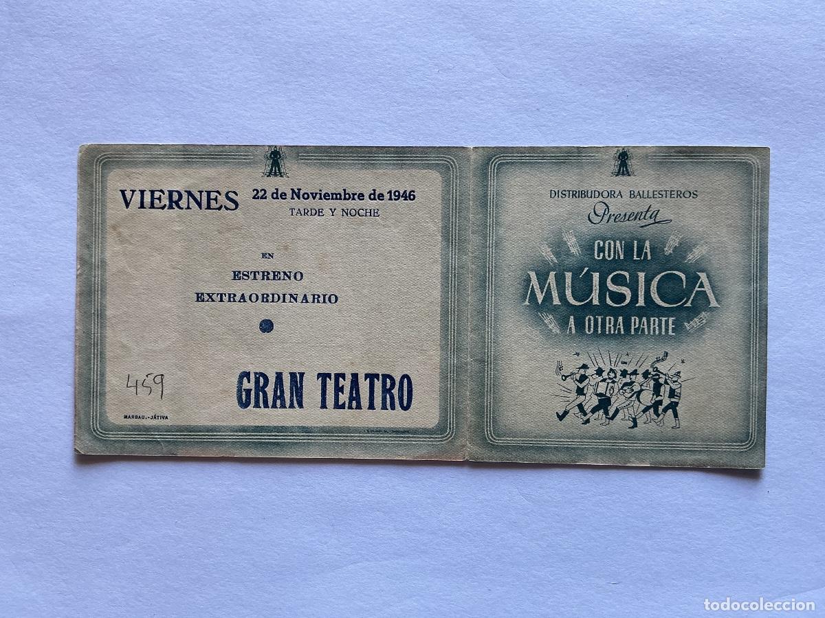 Folhetos de m&atilde;o de filmes antigos de cinema: PROGRAMA DOBLE CON LA M&Uacute;SICA A OTRA PARTE BING CROSBY CINE GRAN TEATRO JATIVA VALENCIA