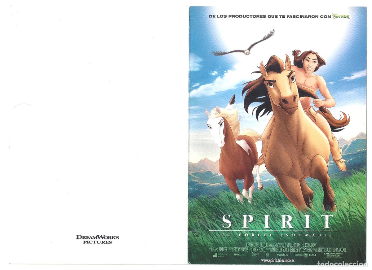  Flyers Publicitaires de films Anciens: PTCC 846 SPIRIT EL CORCEL INDOMABLE PROGRAMA DOBLE INVITACION DREAMWORKS ANIMACION h1