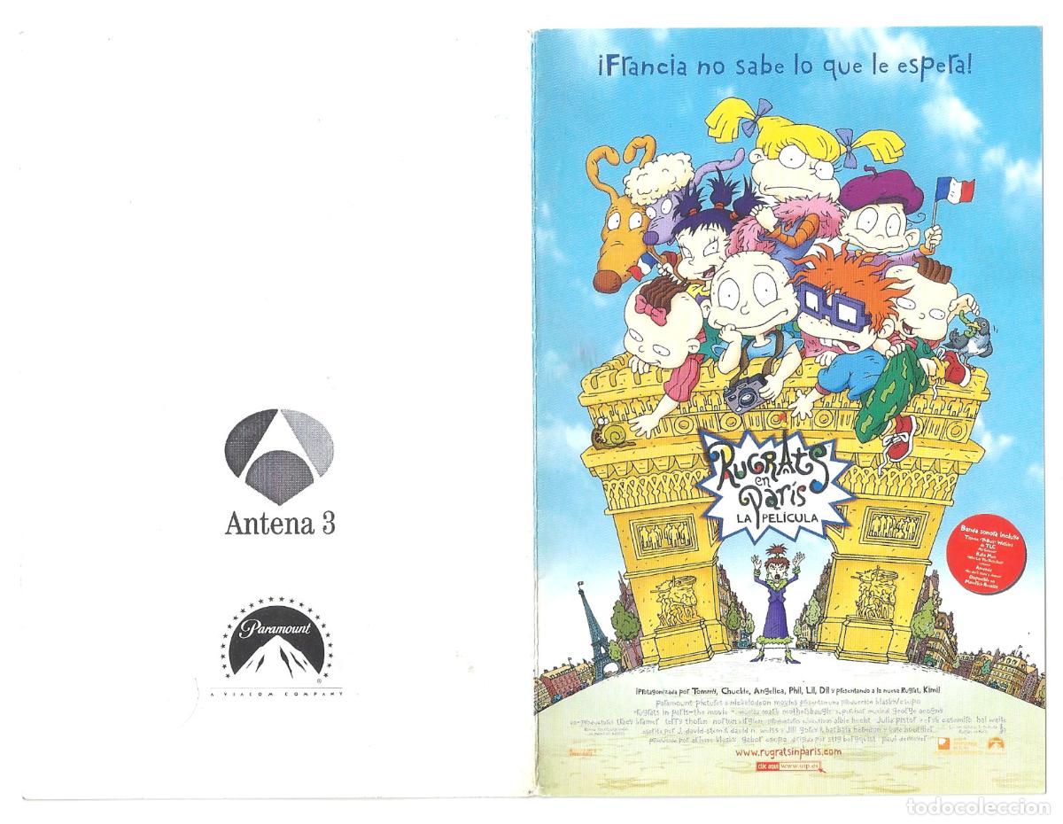  Flyers Publicitaires de films Anciens: PTCC 846 RUGRATS EN PARIS PROGRAMA DOBLE INVITACION ANIMACION h1
