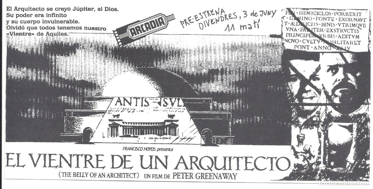  Flyers Publicitaires de films Anciens: PTCC 846 EL VIENTRE DE UN ARQUITECTO PROGRAMA TARJETA INVITACION PETER GREENAWAY BRIAN DENNEHY