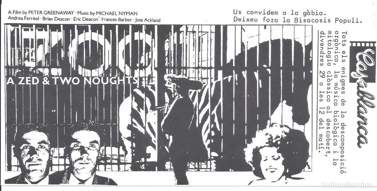  Flyers Publicitaires de films Anciens: PTCC 846 ZOO PROGRAMA TARJETA INVITACION PETER GREENAWAY