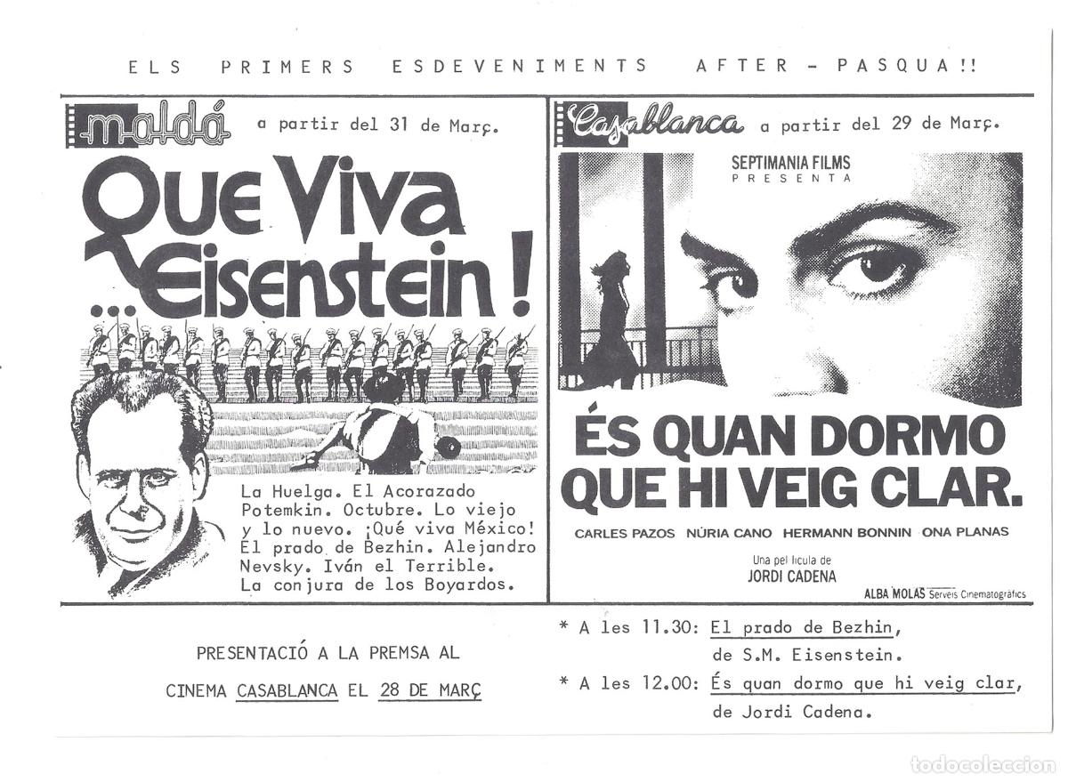 Cine: PTCC 846 QUE VIVA EISENSTEIN / ES QUAN DORMO QUE HI VEIG CLAR PROGRAMA TARJETA INVITACION