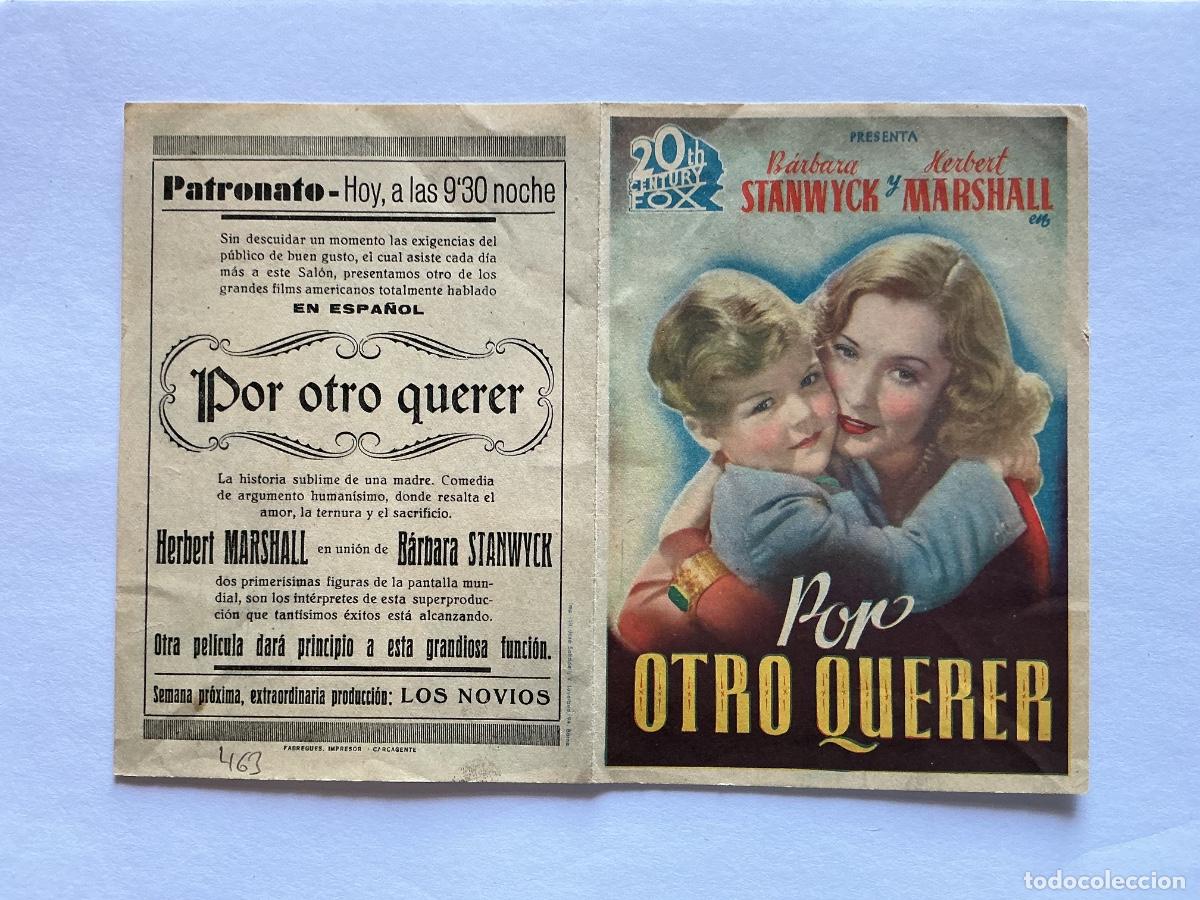 Kino: PROGRAMA DOBLE FOX POR OTRO QUERER HERBERT MARSHALL CINE PATRONATO CARCAGENTE VALENCIA