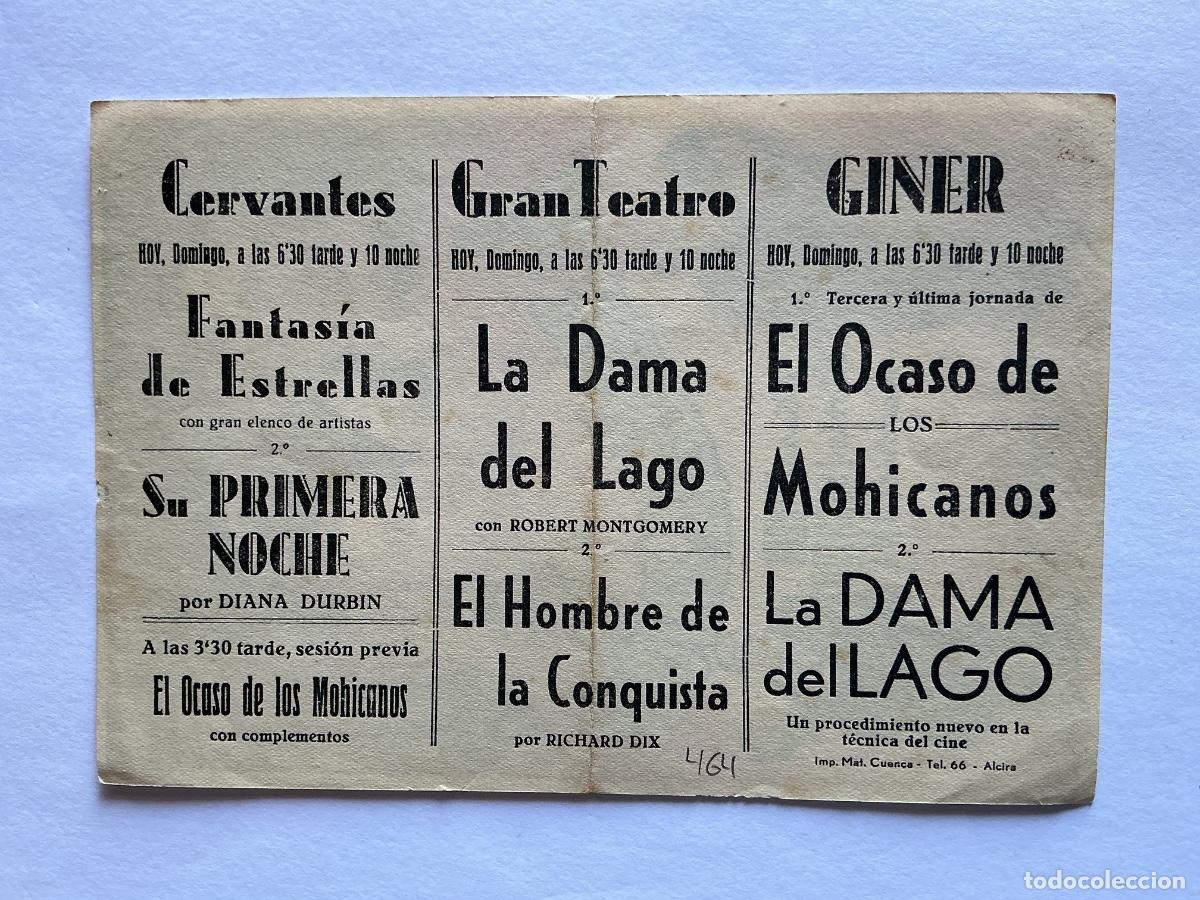 Kino: PROGRAMA GRANDE 13x19 CMS SU PRIMERA NOCHE CINE CERVANTES GRAN TEATRO GINER ALCIRA VALENCIA