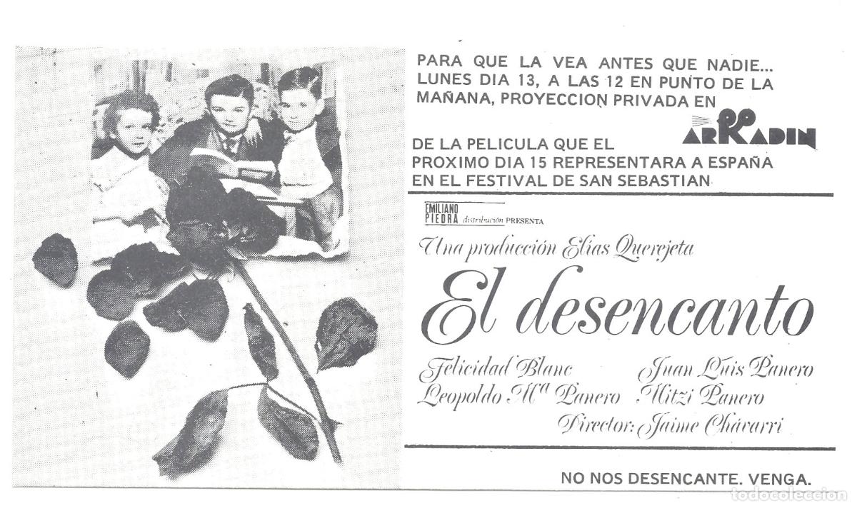  Flyers Publicitaires de films Anciens: PTCC 846 EL DESENCANTO PROGRAMA TARJETA INVITACION JAIME CHAVARRI