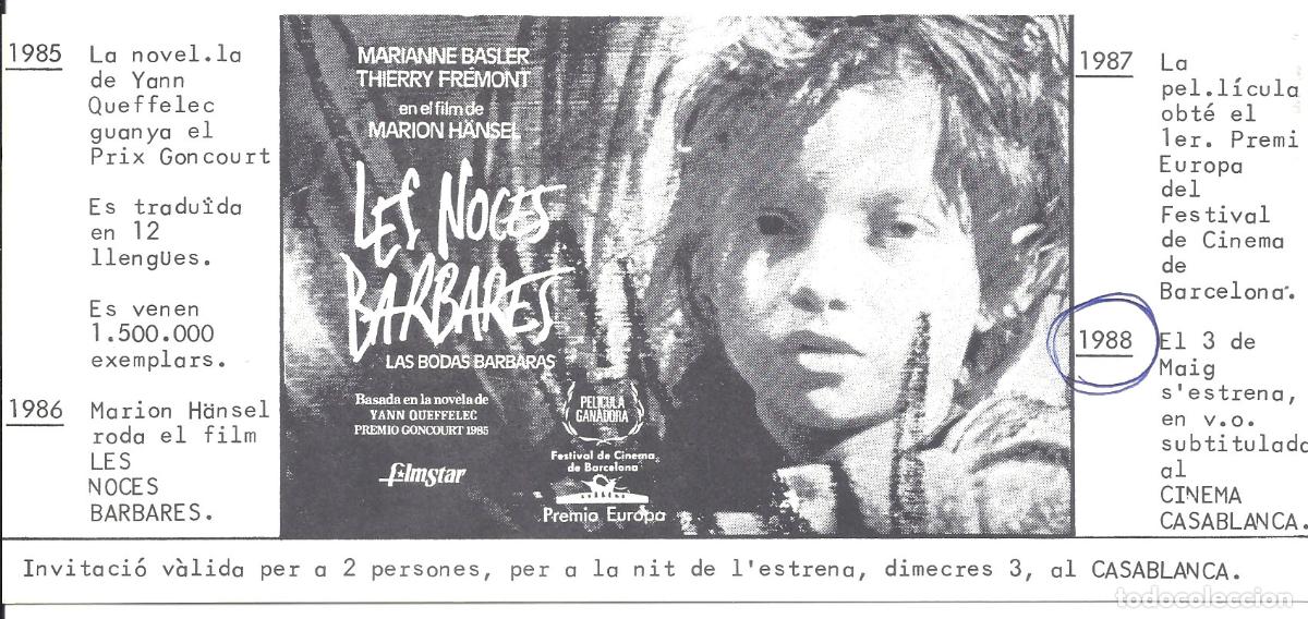 Kino: PTCC 846 LAS BODAS BARBARAS PROGRAMA TARJETA INVITACION MARION HANSEL