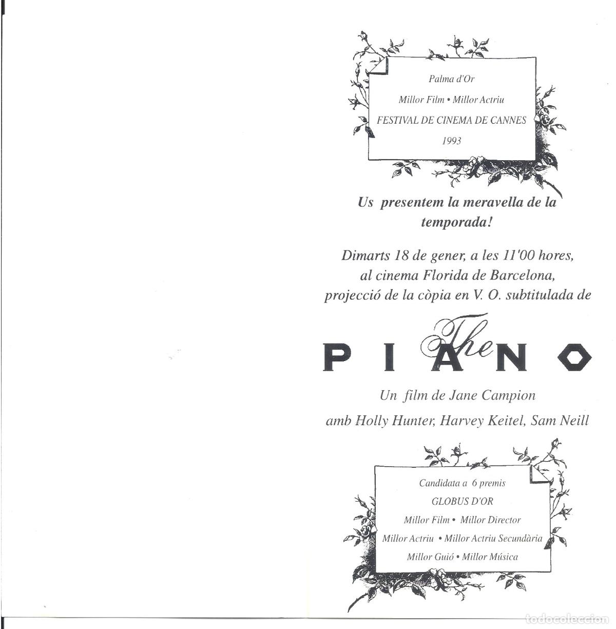 Cine: PTCC 846 EL PIANO PROGRAMA DOBLE HOLLY HUNTER HARVEY KEITEL h1 - Foto 2