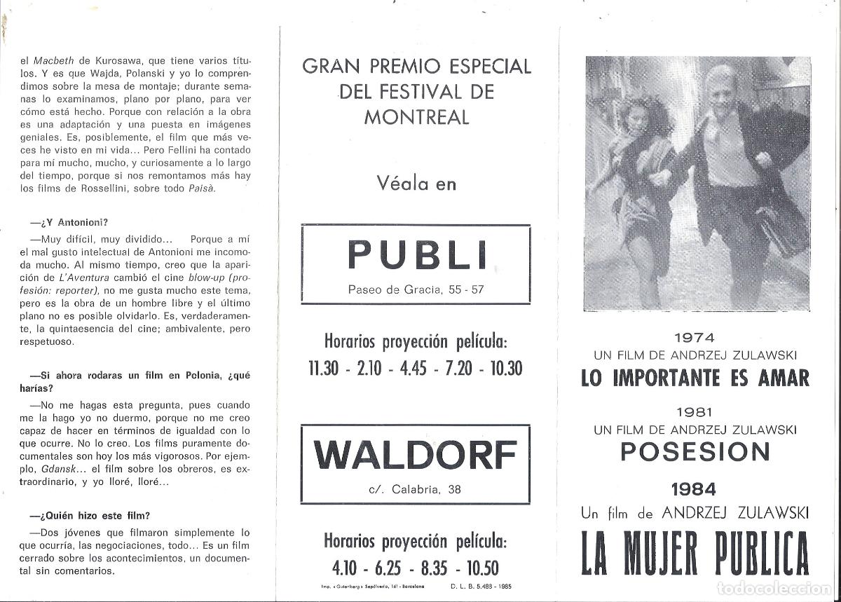 Cinema: PTCC 847 LA MUJER PUBLICA PROGRAMA TRIPLE LOCAL PUBLI WALDORF ANDREJ ZULAWSKI h1