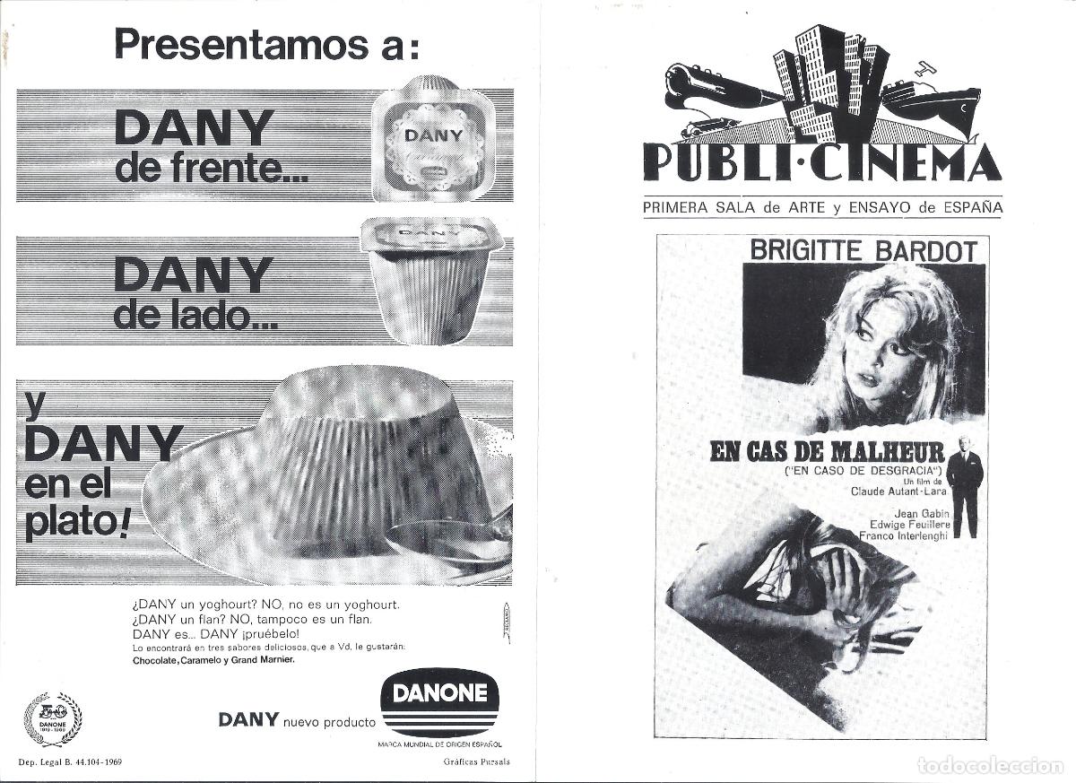 Folhetos de m&atilde;o de filmes antigos de cinema: PTCC 847 EN CAS DE MALHEUR PROGRAMA DOBLE LOCAL PUBLI CINEMA BRIGITTE BARDOT