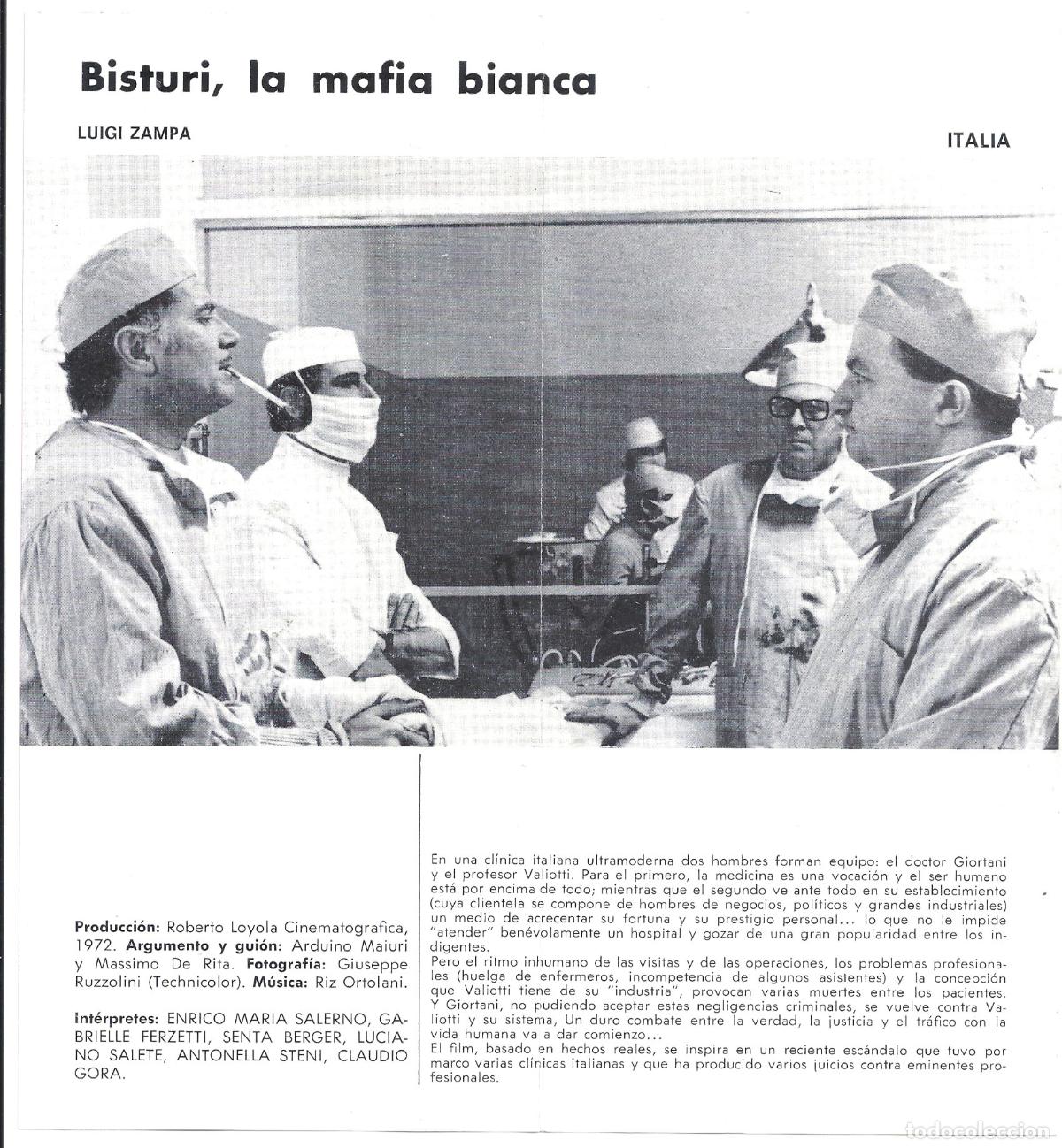 Folhetos de m&atilde;o de filmes antigos de cinema: PTCC 847 BISTURI LA MAFIA BIANCA PROGRAMA DOBLE LOCAL SEMANA INTERNACIONAL CINE COLOR 1973 ZAMPA